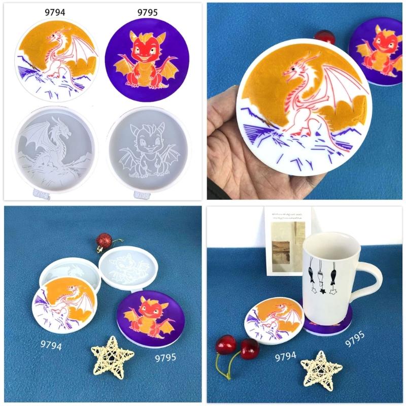 Dragon Cup Mat Silicone Mold Custom Table Decor Resin Coaster Silicone Molds