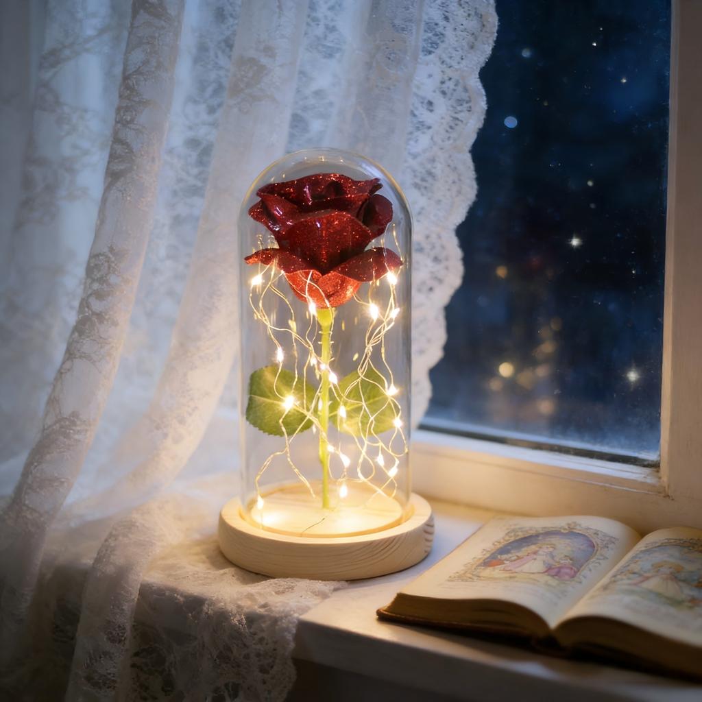 Beauty And The  Rose Energy-Saving Rose Gift Light Up Rose Artificial For Birthday Anniversary Weddings