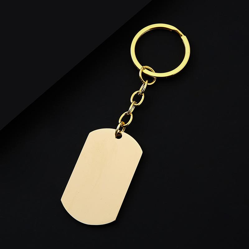 Simple In-Stock Stainless Steel Dog Tag Keychain - Blank with UV Color Printing