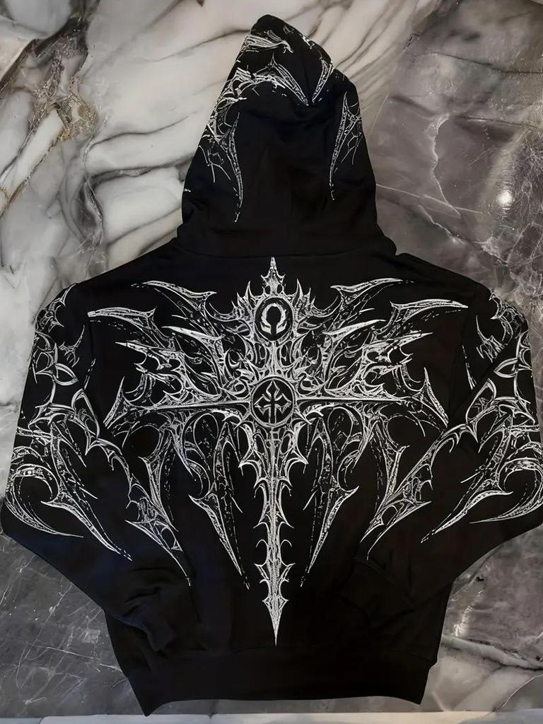 Divine Breath Zipper Hoodie: Men's Dark Style Fitness Sweatshirt
