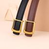 Women's Red Cowhide Leather Belt with Square Buckle - Trendy Decorative Waist Cincher