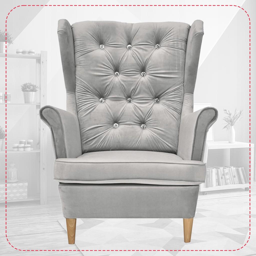 Gaja Wing Chair with Footstool Scandinavian Family Furniture Pigeon Ash