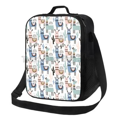 Niedliche Alpaka Tier Isolierte Lunchtasche für Schule Arbeit Büro Picknick Lama Kaktus Tragetasche Lunchbox Behälter mit Schultergurt