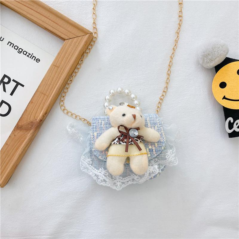 Bag Crossbody Kid With Pearl Handle And Flower Bear Rabbit Decoration