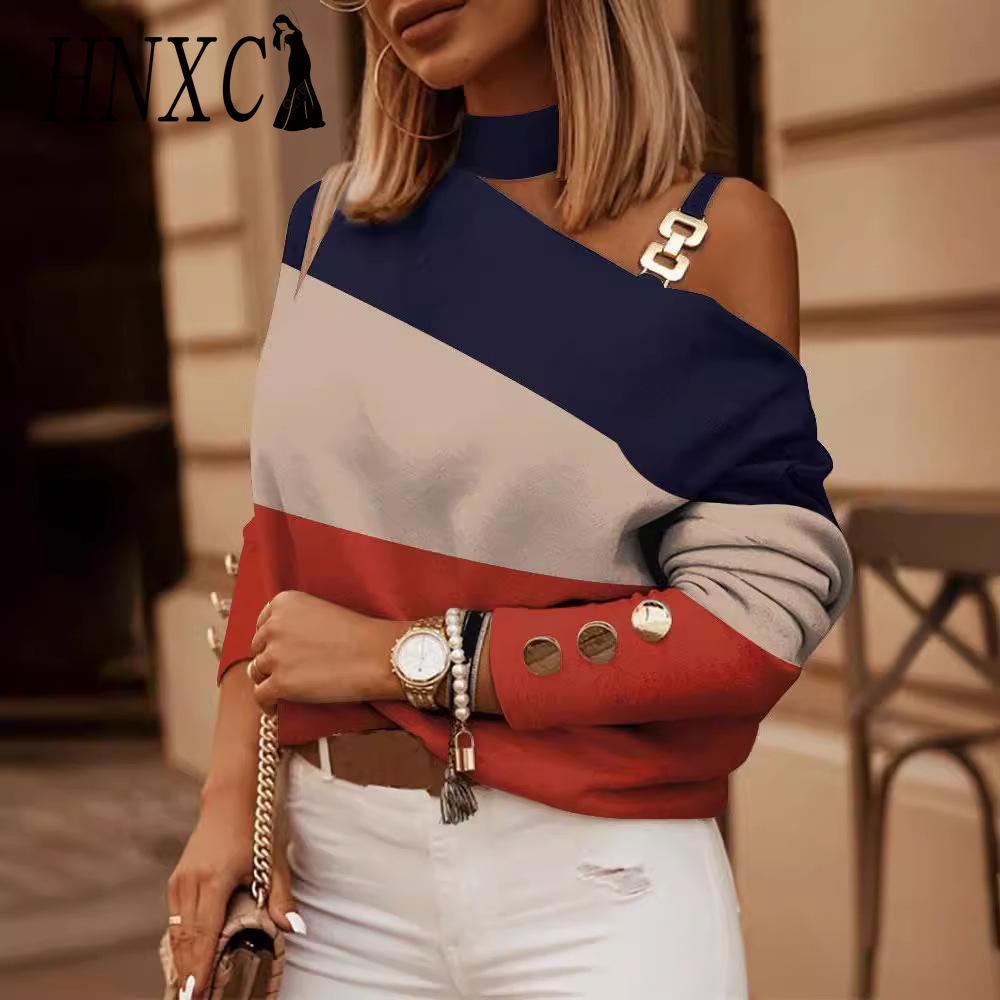 

HNXC Женские модные повседневные летние блузки и рубашки с длинными рукавами S