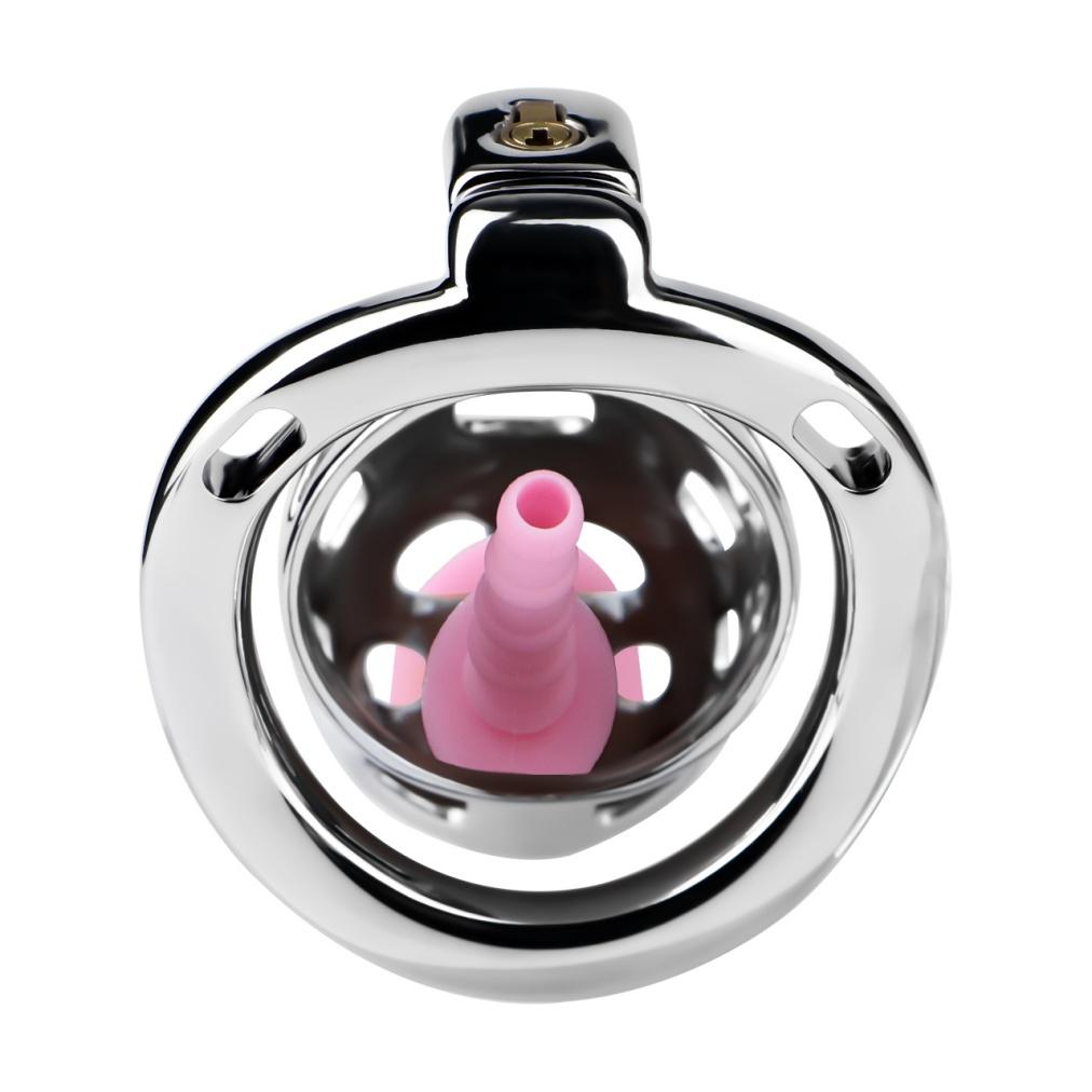 FRRK 304 Stainless Steel Chastity Cage with Catheter Penis Lock Cock Cage Fetish Sex Toys Metal Chastity Device for Men