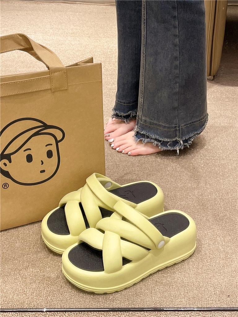 Fashion Women Platform Slippers Summer Sandals 2 Way Wear Fashion Street Wedges Shoes Soft EVA Girls Indoor Beach Slides