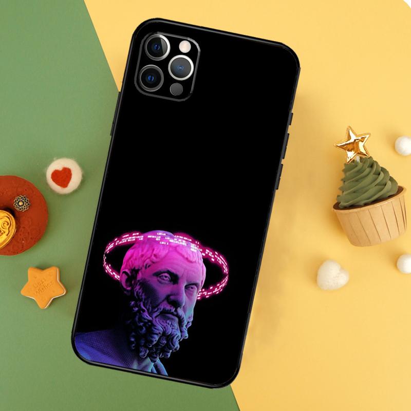 Greek God Statue Face Funda For iPhone 11 12 13 14 16 15 Pro Max Mini XS Max X XR SE2 7 8 14 16 15 Plus Phone Case