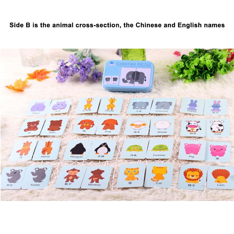 Baby Puzzle Toys for Boys Girls 1 2 3 Years Old Animals Fruit Graph Matching Card Montessori Game Educational Toys for Children