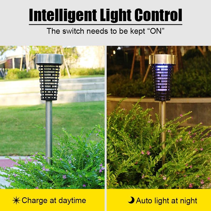 2 Pack Solar Powered LED Light Garden Pest Bug Insect Repellents Garden Lawn Light Solar Light with Mosquito Killer Lamp