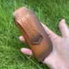 Funda de cuero vacuno repujado para cuchillo plegable, funda de cuero dividido, estuche, fundas para cuchillo de camping, hebilla para cinturón