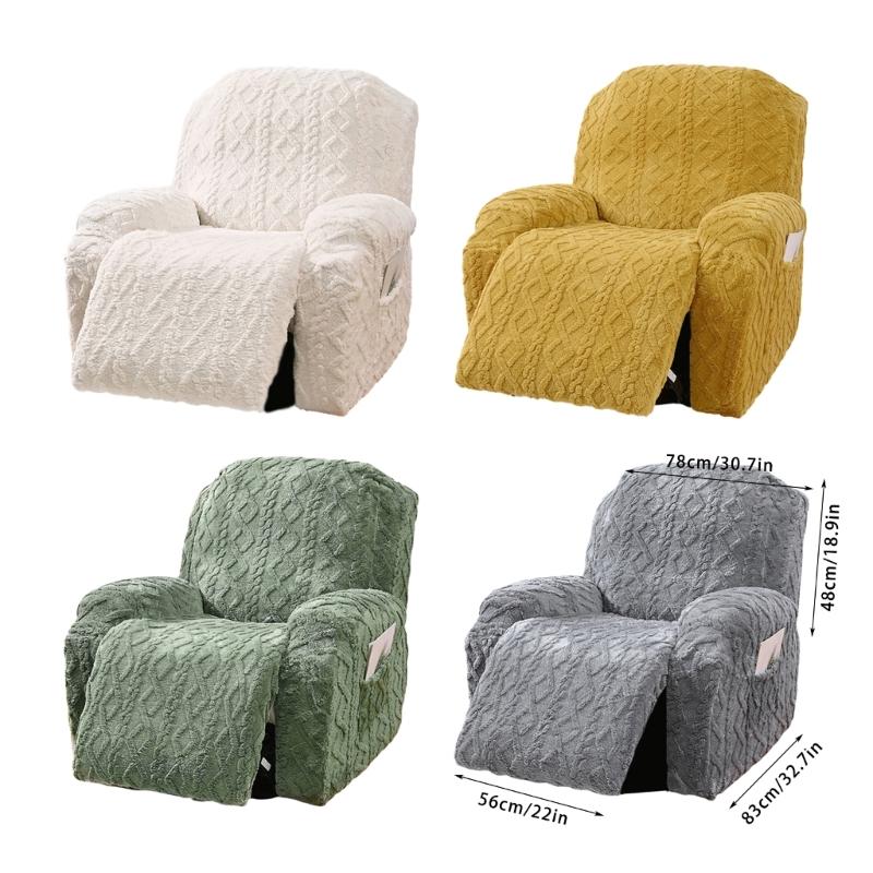 Elegant Sofa Protector Covers Set Recliner Cover In Geometric Pattern Plushie With Elastic Fit ( Single Seater)