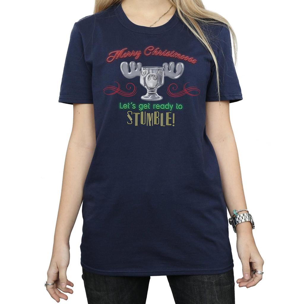 National Lampoon´s Christmas Vacation Womens/Ladies Moose Head Cotton Boyfriend T-Shirt