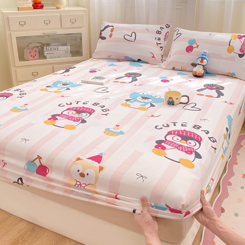 Class A Pure Cotton Mother and Baby Fitted Sheet In Fresh Style - Washed Cotton Mattress Protector Three-Piece Set