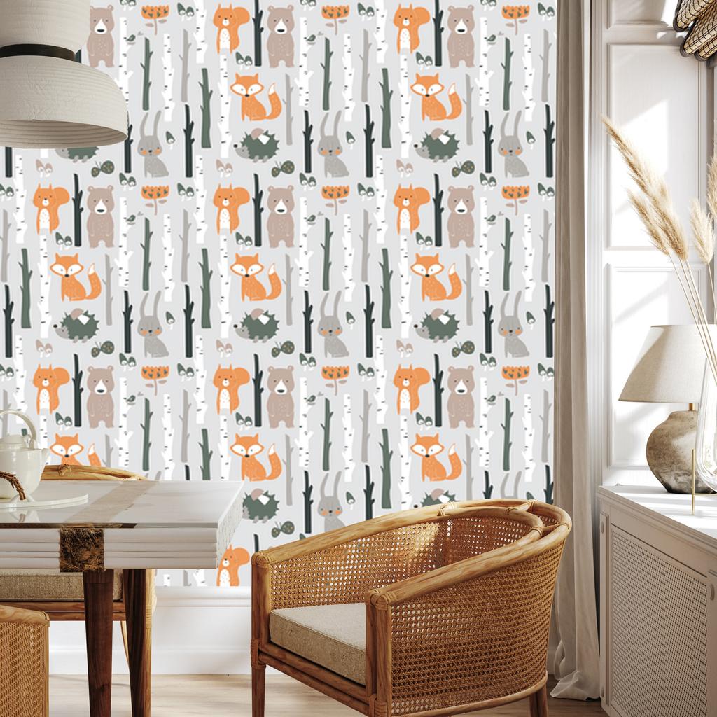 Joyful Forest Animals Wallpaper for Living Room and Bedroom 50x1000