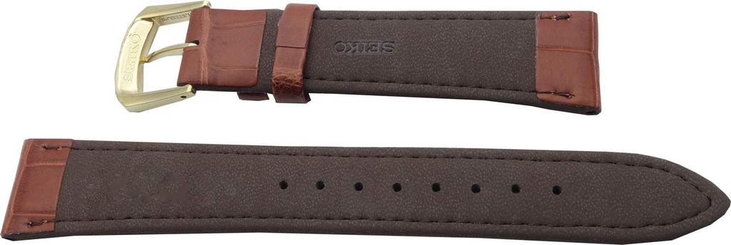 Seiko DEL5 18mm Crocodile Watch Band Brown for Men (Matte Finish)