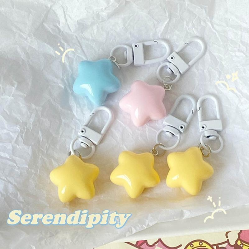 Acrylic Phone Pendant Chubby Color Five-Pointed Star Y2k Girl Heart Phone Buckle Niche Keychain Handmade Beads Trinket