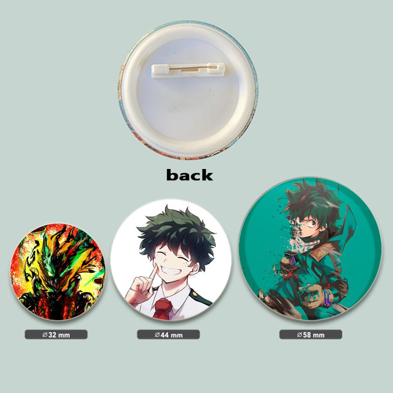 32/44/58mm Anime Figure Izuku Midoriya Round Brooch Clothing Lapel Pin Souvenir Soft Button Pins My Hero Academia Badge
