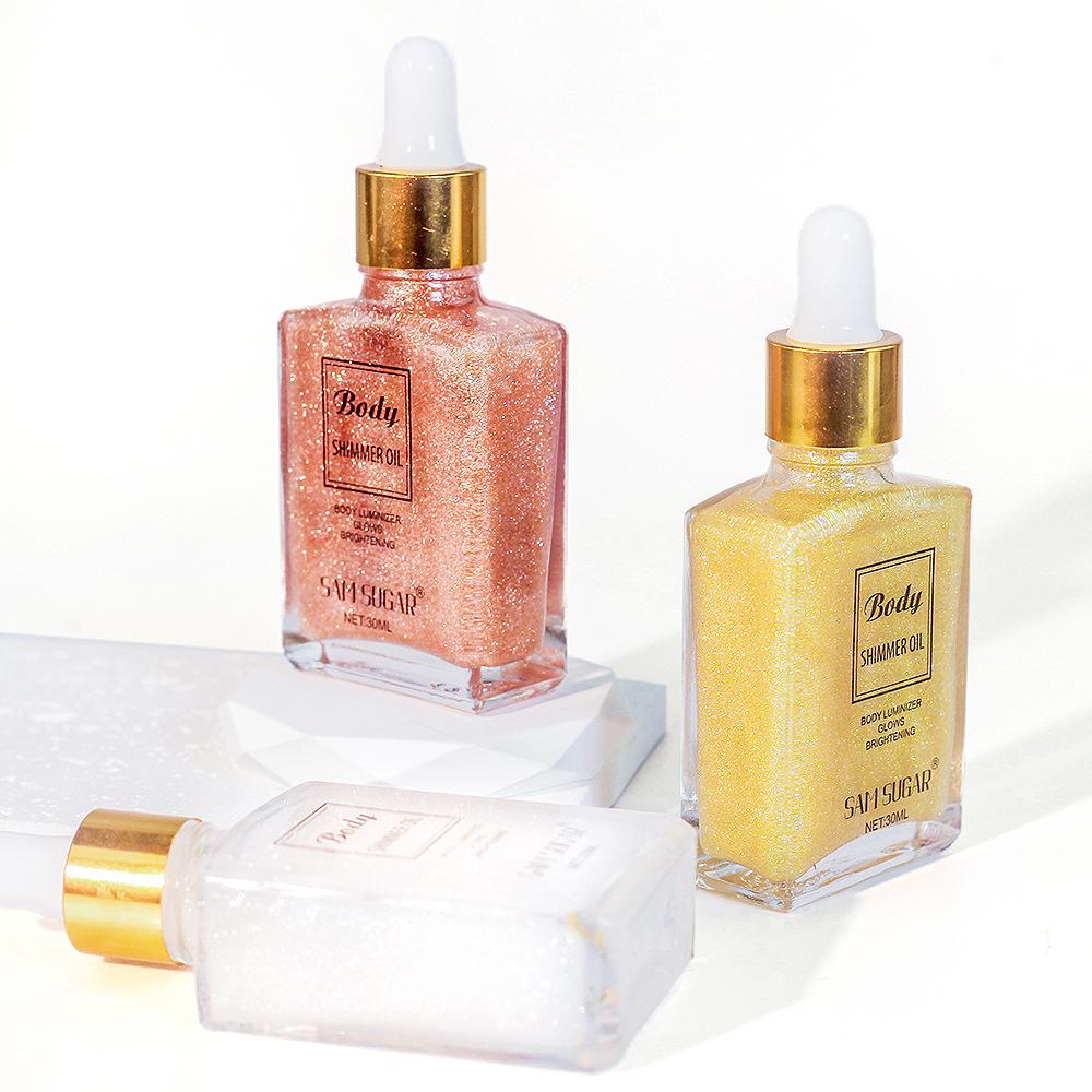 Glitter Body Oil for Glowing Skin Highlighter Brightening Body Oil Moisturizing Skin Illuminator Shimmer Body Oil 30ml