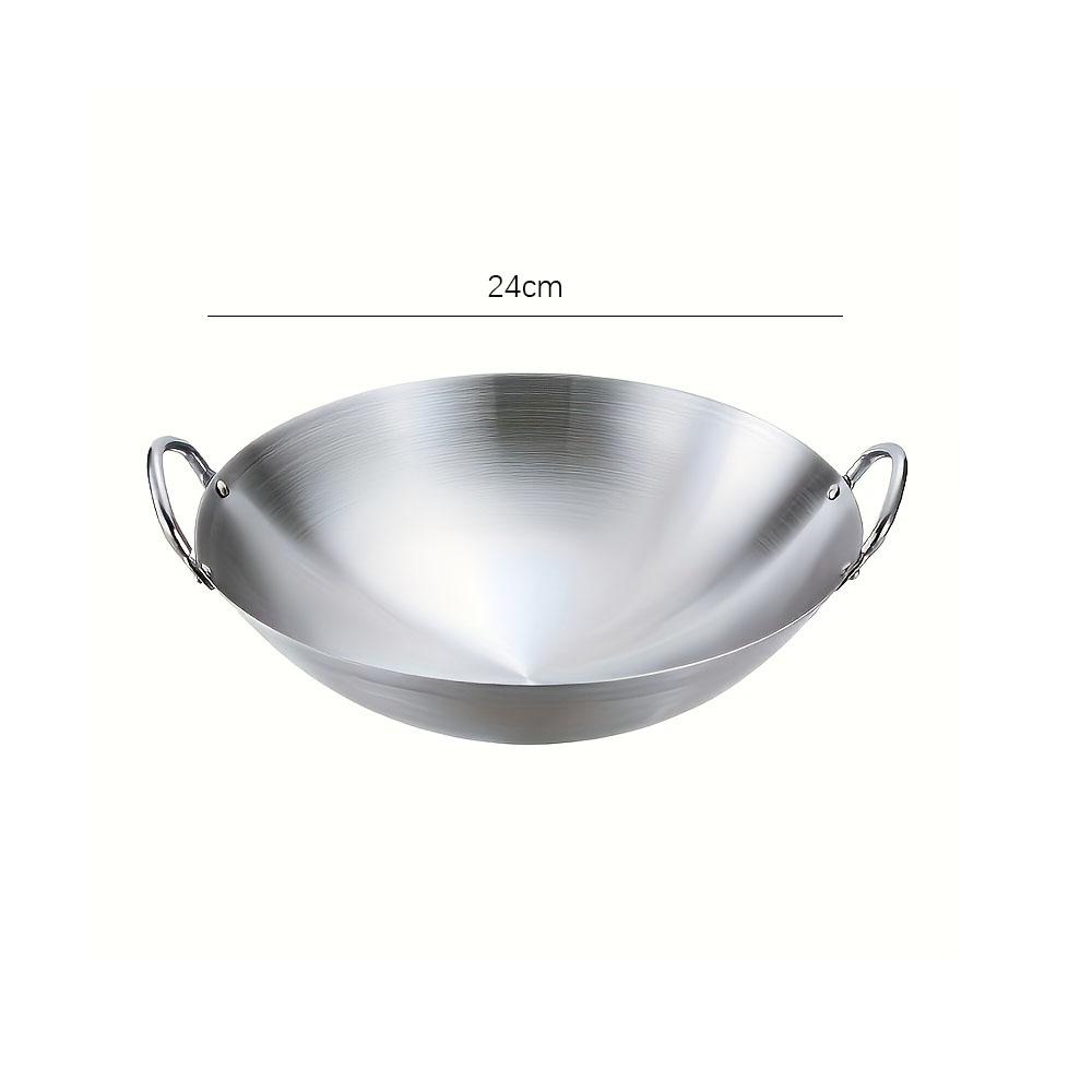 Stainless Steel Wok with Two Handles Multi Functional Wokes Pans Rust and Scratch Resistant Wokes Pans Kitchens Accessories