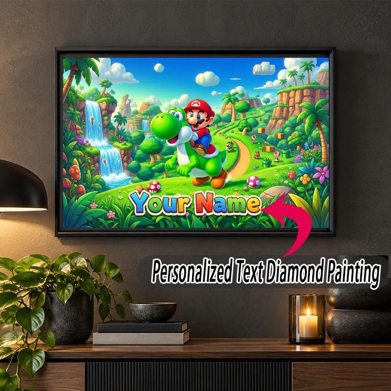 Super Mario Custom Name Text 5D Diamond Painting Kit DIY Full Drill Diamond Art Decoration