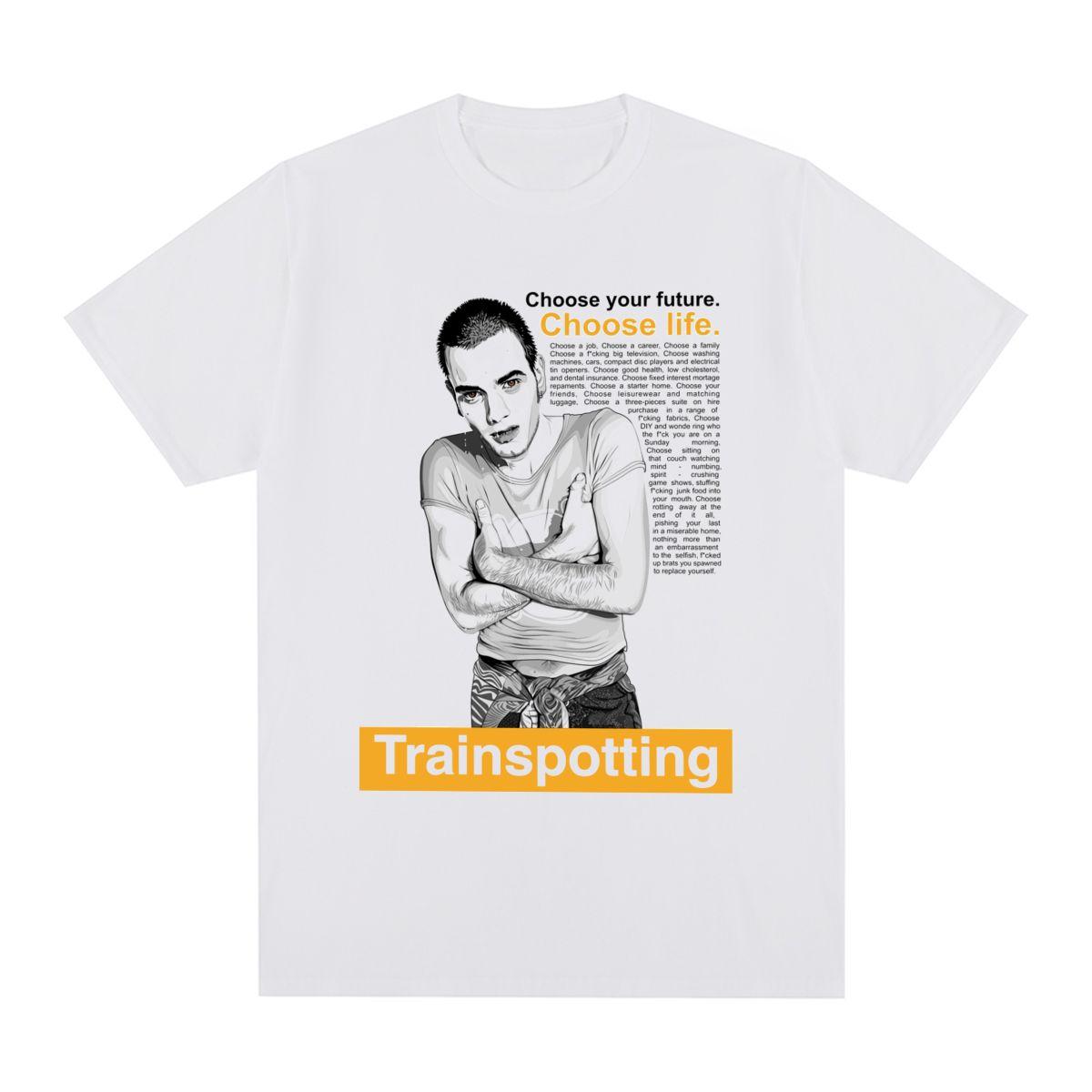 Trainspotting Выбери жизнь Дизайн Британский популярный Винтажная футболка Хлопок Мужская футболка Новая футболка Женские топы S