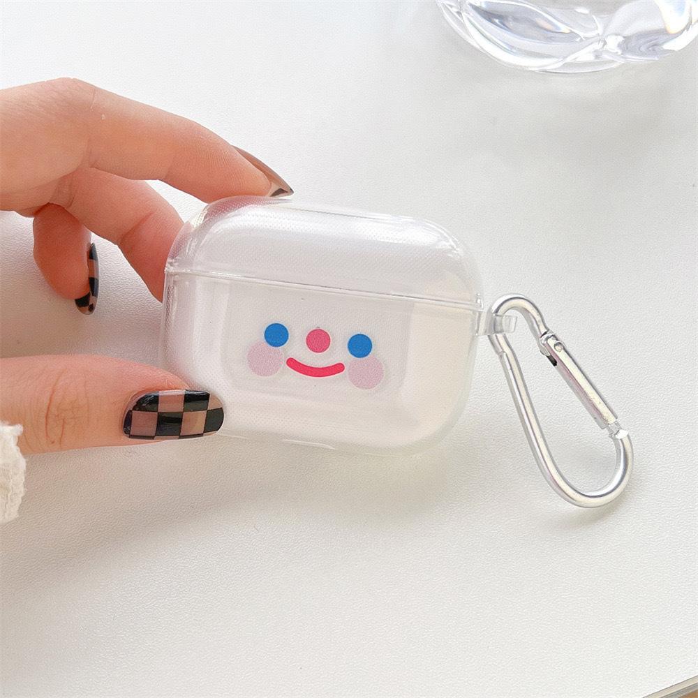 Applicable AirPodsPro1 earphone cover Apple 11th generation cartoon smiley face transparent soft case l Bluetooth earphone cover
