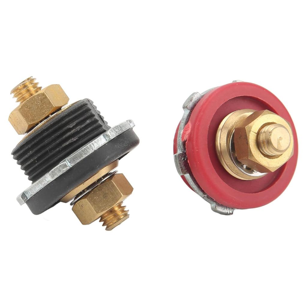 2 Stück 3/8 Zoll Durchgangspanel Batterieanschlussklemme, Batterieanschlussbolzen 250A Positiv Negativ Anschlussbolzen Pfosten Ersatz für Autos Wohnmobile Schiffe