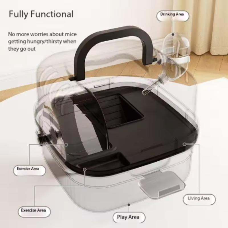 Large Capacity Chinchilla Cage with Water Translucent Hamster Travel Carry Case Breathable Small Animal Carrier Hamster Habitat
