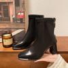 Mode Herfst Winter Achterrits Vierkante Neus Dames Elegante Laarzen 2024 Hete Verkoop Nieuw Effen Kleur Vetersluiting Gesp Mode Dames Schoenen