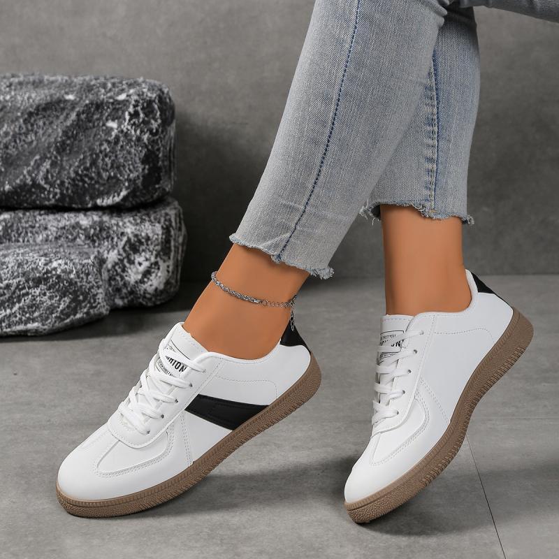 Fashion Fashion White Lace Up Vulcanized Shoes Women 2025 Autumn Round Toe Low Heel Sneakers Comfort Soft Sole Non Slip Skateboard Shoes