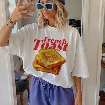 T-shirts graphiques Pain Perdu Rétro T-shirt Petit Déjeuner Esthétique Vêtements de Rue Tops Mignon T-shirt Foodie Unisexe Mode Femme Vêtements Y2k