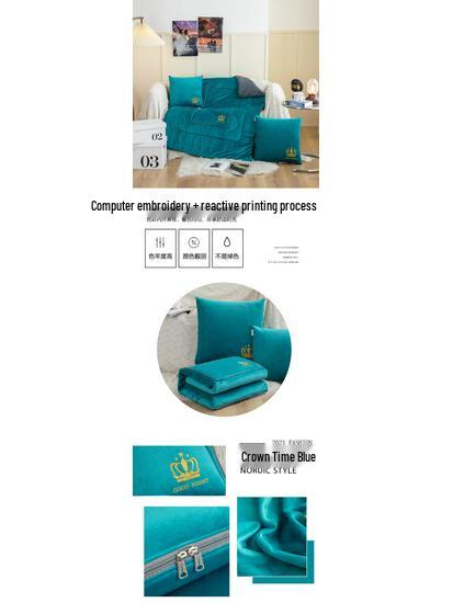 Modern Minimalist Double-Sided Embroidered Fleece Baby Throw Pillow Blanket 