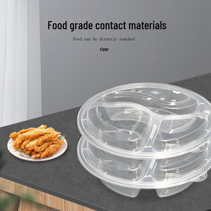 150-Pack Round 3-Compartment Disposable Takeaway Meal Boxes