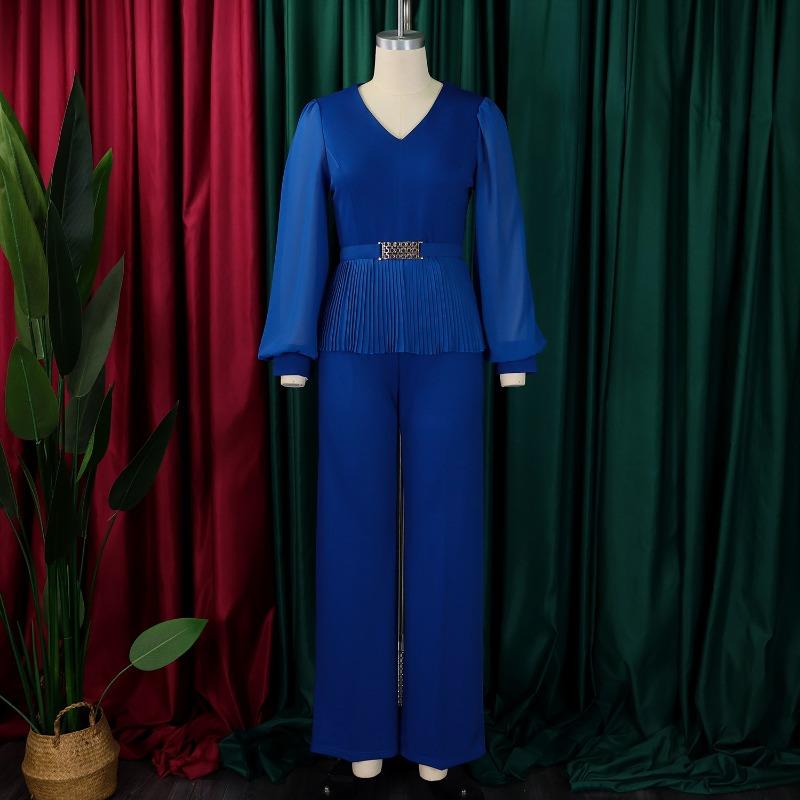 Traje de dos piezas con pantalones anchos y manga larga para mujer, nuevo estilo