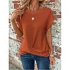 Solid Color Round Neck T-shirt Top