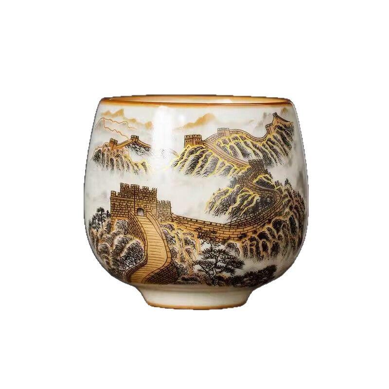 Ru Kiln Wanli Great Wall Luohan Master Cup Single Cup Open Tea Cup Ceramic Household Personal Tea Cup