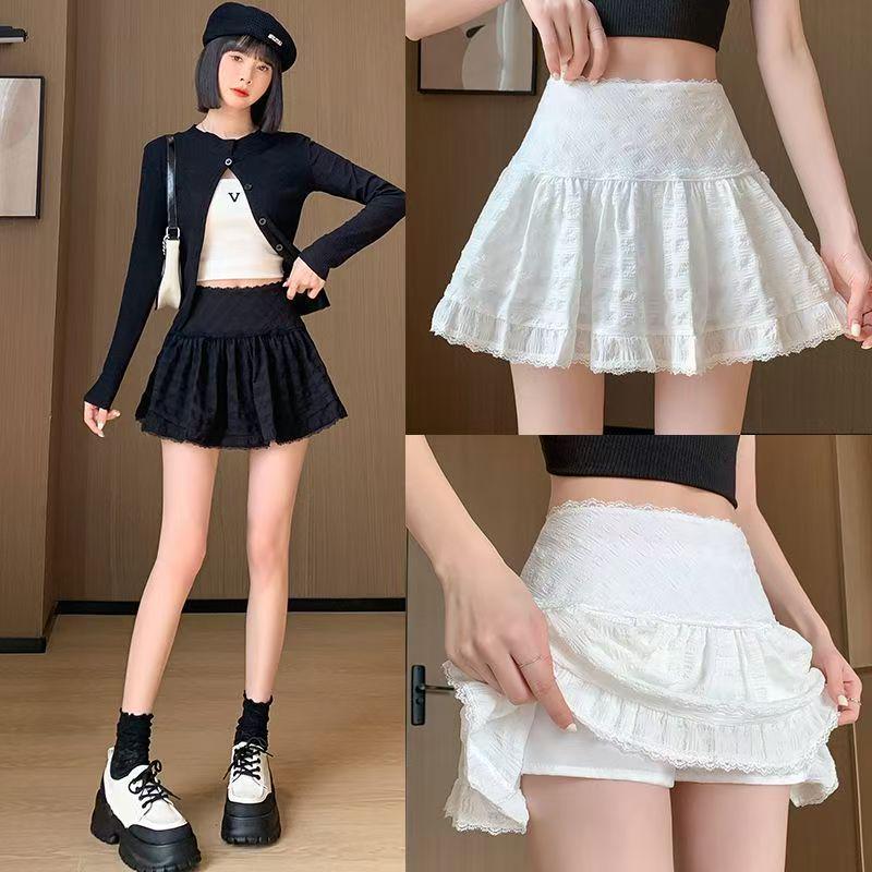 Women's Sweet Ballet-Style High-Waisted A-Line Short Skirt - Slimming Fluffy Design for Summer