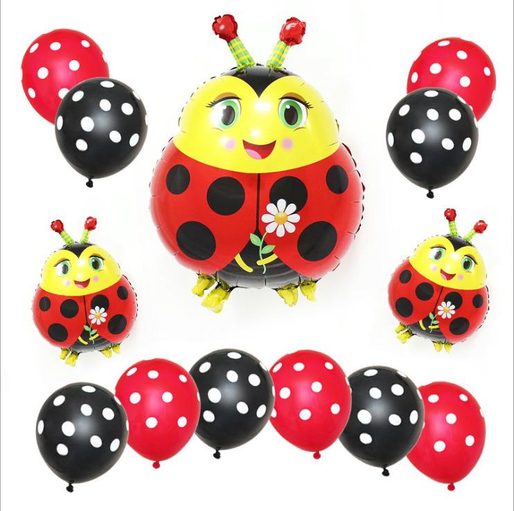 Bee Aluminum Film Balloon Yellow Polka Dot Black Polka Dot Package Ladybug Birthday Party Decoration Wedding Balloon