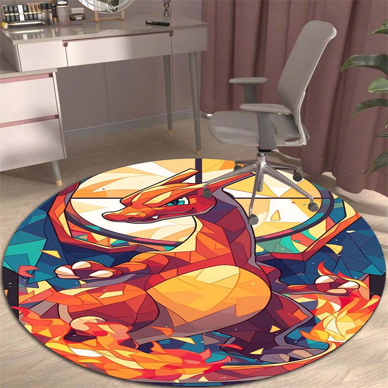 3DPikachu HD Cartoon Round Rug, Suitable for Decorating Living Rooms, Bedrooms, Sofas, and Playrooms; Non-slip Gift.
