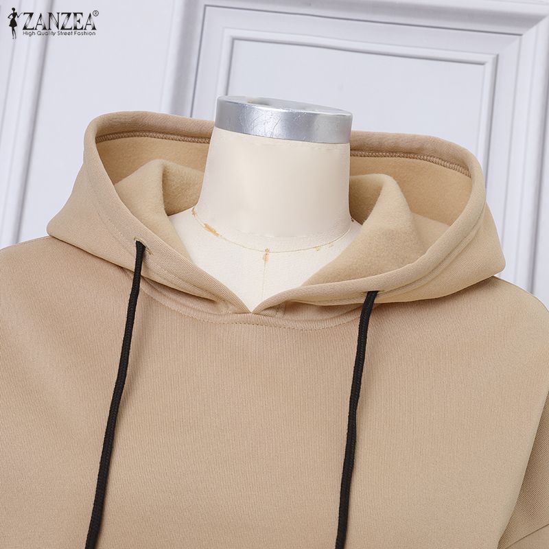 ZANZEA Women Hoodies Long Sleeve Autumn Casual Hooded Pullovers Long Sweatshirts