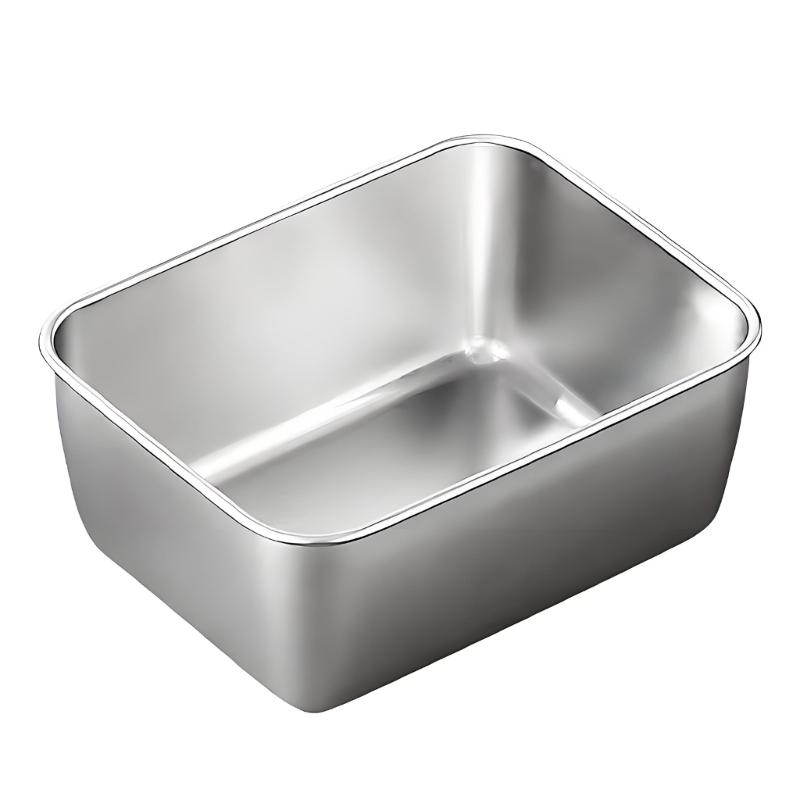 Reusable Stainless Steel Food Tray Smooth Rectangular Kitchen Container for Prep Storage Serving and Dining Use