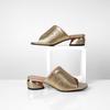 Fashion Women Peep Toe Slippers,Soft Leather Slides,Mid Heels Summer Shoes,BIG SIZE 43,Outside Wearing,Gold Silver,Dropship