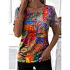 Women's T Shirt Quarter Zip Floral Graphic Plants Tropical Hawaiian Stylish Short Sleeve Crew Neck Regular