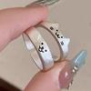 2pcs Adjustable Cute Cats and Dog Cartoon Ring for Women Adjustable Size Friendship Ring Fashion Engagement Jewelry