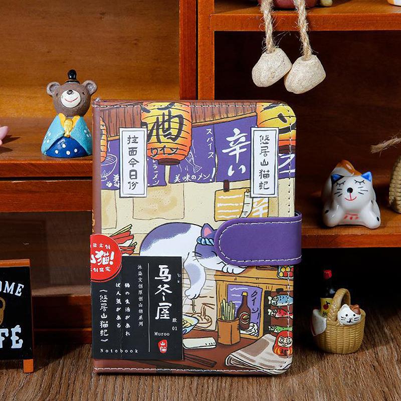 Kawaii Cartoon Cat Pu Magnetic Buckle Notebook Diary Agenda Planner Notepad Simple Basic Handbook Cute Cat Notebook Gifts