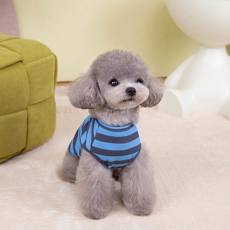 Spring and Summer Dog Thin Breathable Contrasting Color Piano Striped Vest Medium and Small Dog Cat Teddy Pet Dog Clothes