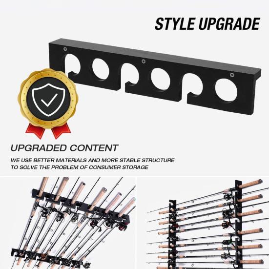 Yousheng 2Pcs Wall Mount Fishing Rod Holder with Mounting Screws Garage Horizontal Wooden Fishing Pole Display Storage Rack Organizer Stand Fishing