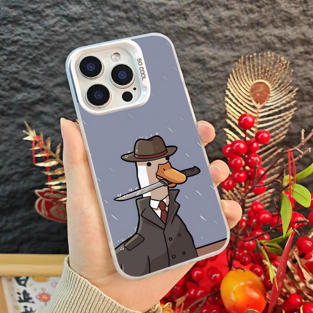 Cartoon Cute Goose Game Phone Case For Iphone 17 16 15 14 Pro Max Xr Air Plus Black Silver Hard Shell Cover