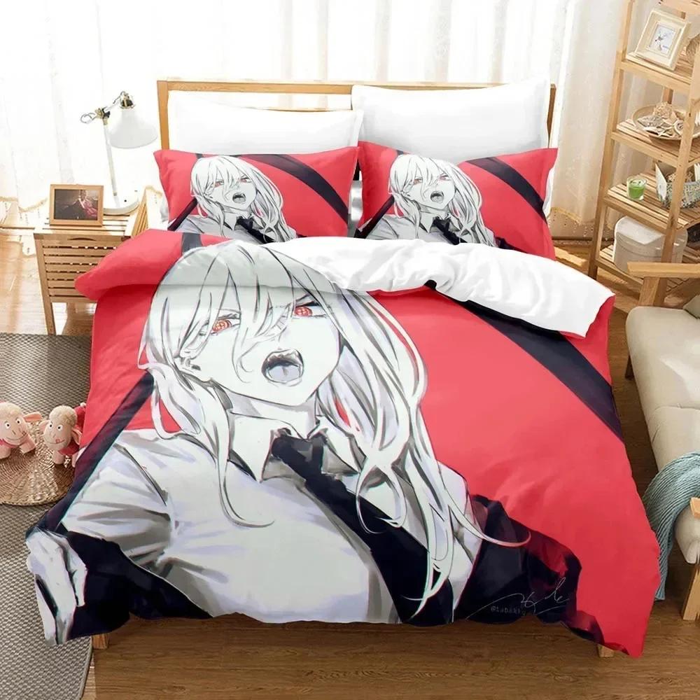 Anime Chainsaw Man Makima Bedding Set Duvet Cover Sheet Printed Bed Set Pillowcase Bed Full Queen King Size Comforter Bedroom